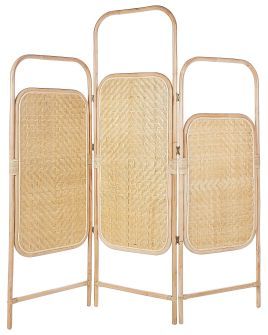 Folding Rattan 3 Panel Room Divider 166 x 180 cm Natural CARPI