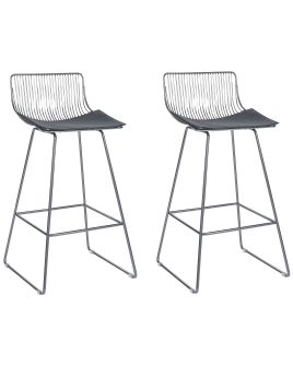 Set of 2 Metal Bar Chairs Silver FREDONIA