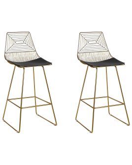 Set of 2 Metal Bar Chairs Gold BISBEE