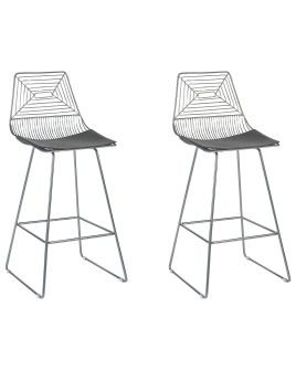 Set of 2 Metal Bar Chairs Silver BISBEE