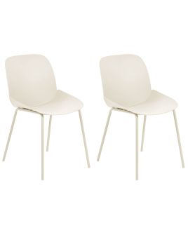 Set of 2 Dining Chairs Beige MILACA