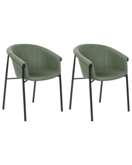 Set of 2 Fabric Dining Chairs Green AMES