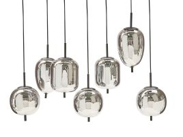 7 Light Glass Pendant Lamp Silver TARLO