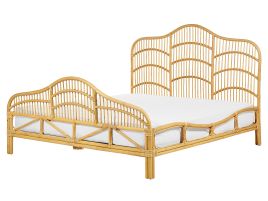 Rattan EU King Size Bed Light Wood DOMEYROT