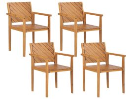 Set of 4 Acacia Wood Dining Chairs Light BARATTI