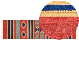 Cotton Kilim Runner Rug 80x300cm Multicolour