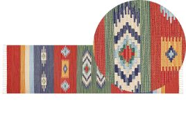Cotton Kilim Area Rug 80x300cm Multicolour