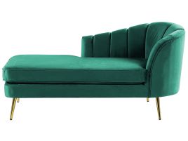 Right Hand Velvet Chaise Lounge Emerald Green ALLIER