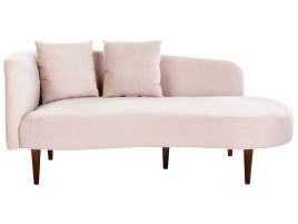 Left Hand Velvet Chaise Lounge Pink CHAUMONT