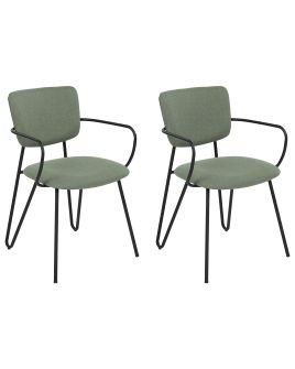 Set of 2 Fabric Dining Chairs Dark Green ELKO