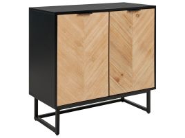 2 Door Sideboard Light Wood and Black ALASKA