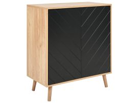 2 Door Sideboard Light Wood and Black BRISTOW