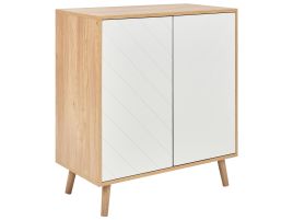 2 Door Sideboard Light Wood and White BRISTOW