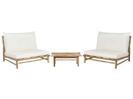 2 Seater Bamboo Lounge Set Light Wood and White TODI