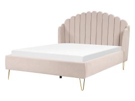 Fabric EU Double Size Bed Beige AMBILLOU