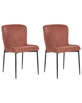 Set of 2 Fabric Chairs Brown ADA