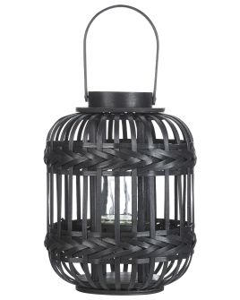 Bamboo Candle Lantern 30 cm Black BORACAY