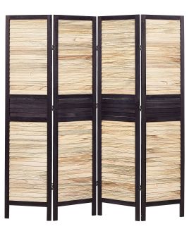 Wooden Folding 4 Panel Room Divider 170 x 164 cm Light Wood BRENNERBAD