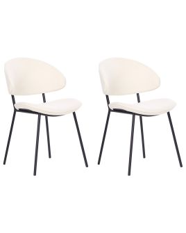 Set of 2 Fabric Dining Chairs Cream KIANA