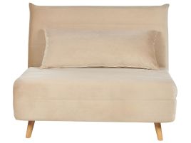 Velvet Single Sofa Bed Beige SETTEN
