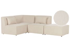 Right Hand 3 Seater Modular Jumbo Cord Corner Sofa with Ottoman Beige LEMVIG