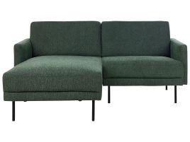 Right Hand 2 Seater Fabric Corner Sofa Dark Green BREDA