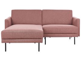 Right Hand 2 Seater Fabric Corner Sofa Pink Brown BREDA
