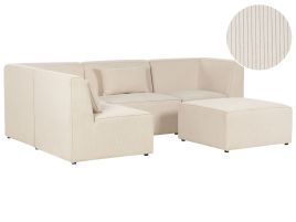 Right Hand 4 Seater Modular Jumbo Cord Corner Sofa with Ottoman Beige LEMVIG