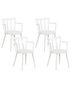 Set of 4 Plastic Dining Chairs White MORILL