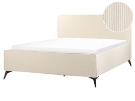 Corduroy EU King Size Bed Beige VALOGNES