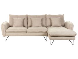 Left Hand Fabric Corner Sofa Beige SERSAN