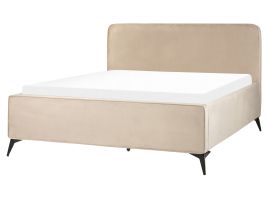 Velvet EU King Size Bed Taupe VALOGNES