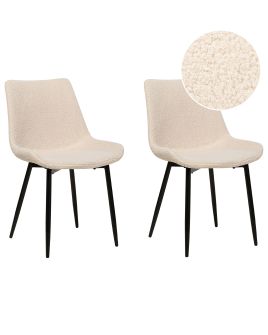Set of 2 Boucle Dining Chairs Beige AVILLA