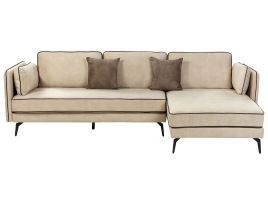 Left Hand Velvet Corner Sofa Beige ALTAN