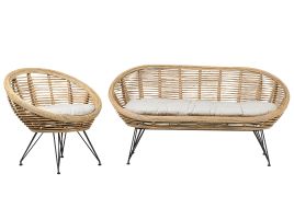 3 Seater Rattan Sofa Set Natural MARATEA