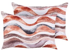 Set of 2 Outdoor Cushions Abstract Pattern 40 x 60 cm Brown SEBORGA