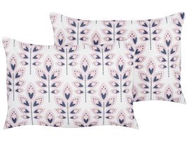 Set of 2 Outdoor Cushions Leaf Motif 40 x 60 cm Beige TORRETTA