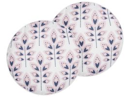 Set of 2 Outdoor Cushions Leaf Motif âŒ€ 40 cm Beige TORRETTA