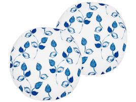 Set of 2 Outdoor Cushions Leaf Motif âŒ€ 40 cm White and Blue TORBORA