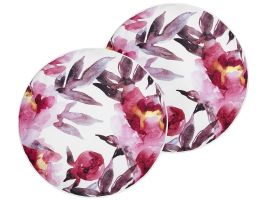 Set of 2 Outdoor Cushions Floral Pattern âŒ€ 40 cm White and Pink LANROSSO