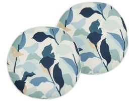 Set of 2 Outdoor Cushions Leaf Pattern âŒ€ 40 cm Blue VEGLINO