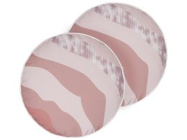 Set of 2 Outdoor Cushions Abstract Pattern âŒ€ 40 cm  Pink CAMPEI