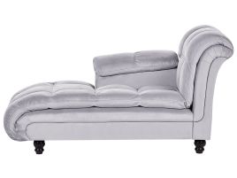 Right Hand Velvet Chaise Lounge Grey LORMONT