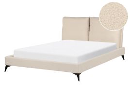 Boucle EU Double Size Bed Beige MELLE