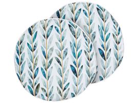 Set of 2 Outdoor Cushions Leaf Motif âŒ€ 40 cm White and Green LOANO
