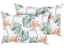 Set of 2 Outdoor Cushions Leaf Motif 40 x 60 cm Multicolour TORRAZZO