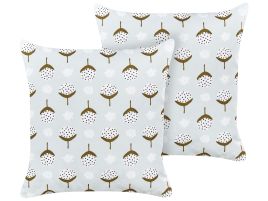 Set of 2 Outdoor Cushions Geometric Pattern 45 x 45 cm Light Green CUNEO