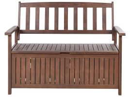 Acacia Wood Garden Bench with Storage 120 cm Dark SOVANA
