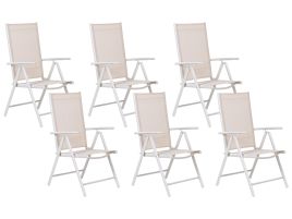 Set of 6 Garden Folding Chairs Beige CATANIA