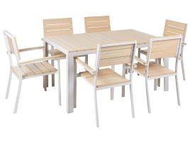 6 Seater Metal Garden Dining Set Beige COMO